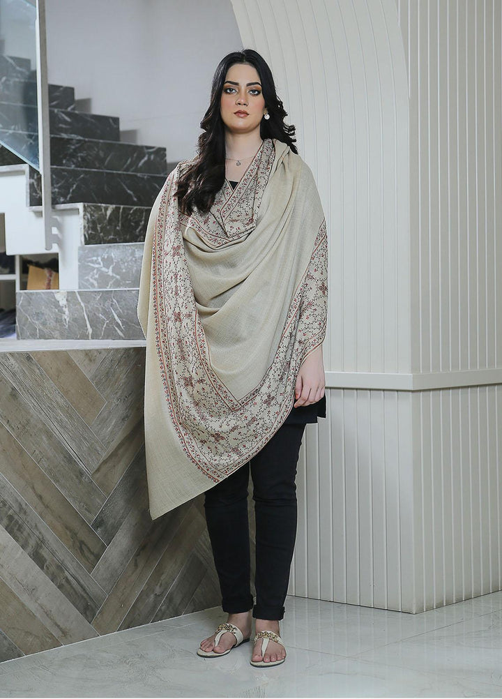 Sanaulla Exclusive Range  Pashmina  KPS 781 D-09 Fawn 2 - Women Shawls