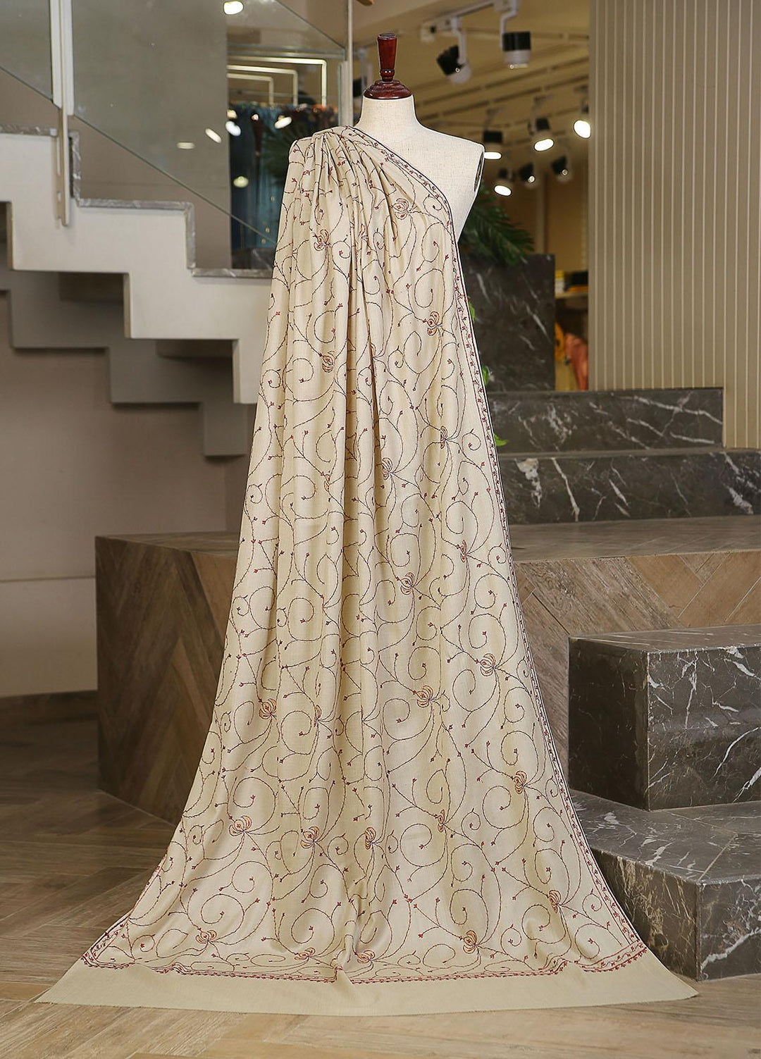 Sanaulla Exclusive Range  Pashmina  Mama D-46 Cream 03 - Women Shawls