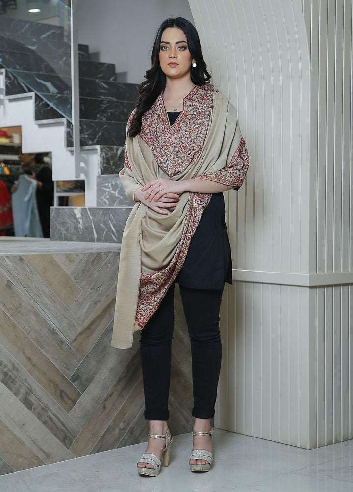 Sanaulla Exclusive Range  Pashmina  KPS 781 D-09 Fawn 3 - Women Shawls