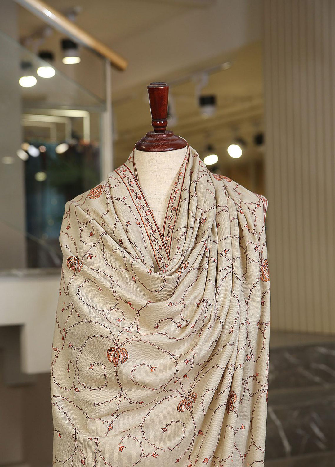 Sanaulla Exclusive Range  Pashmina  Mama D-46 Cream 04 - Women Shawls