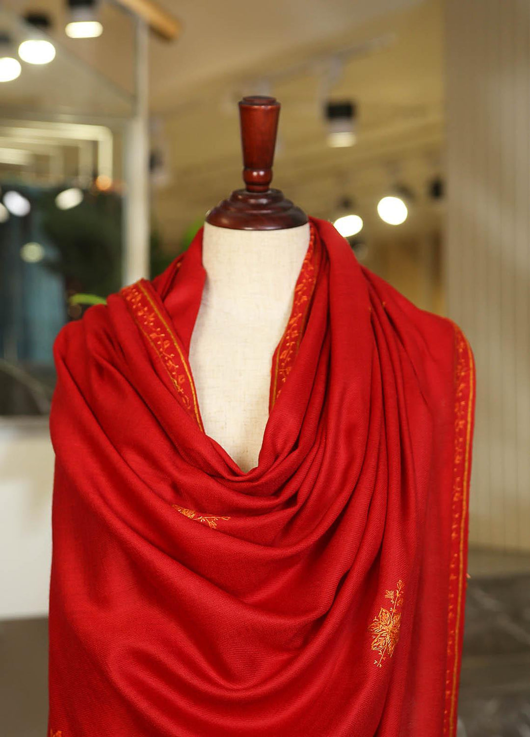 Sanaulla Exclusive Range  Pashmina  D-42 Red - Women Shawls