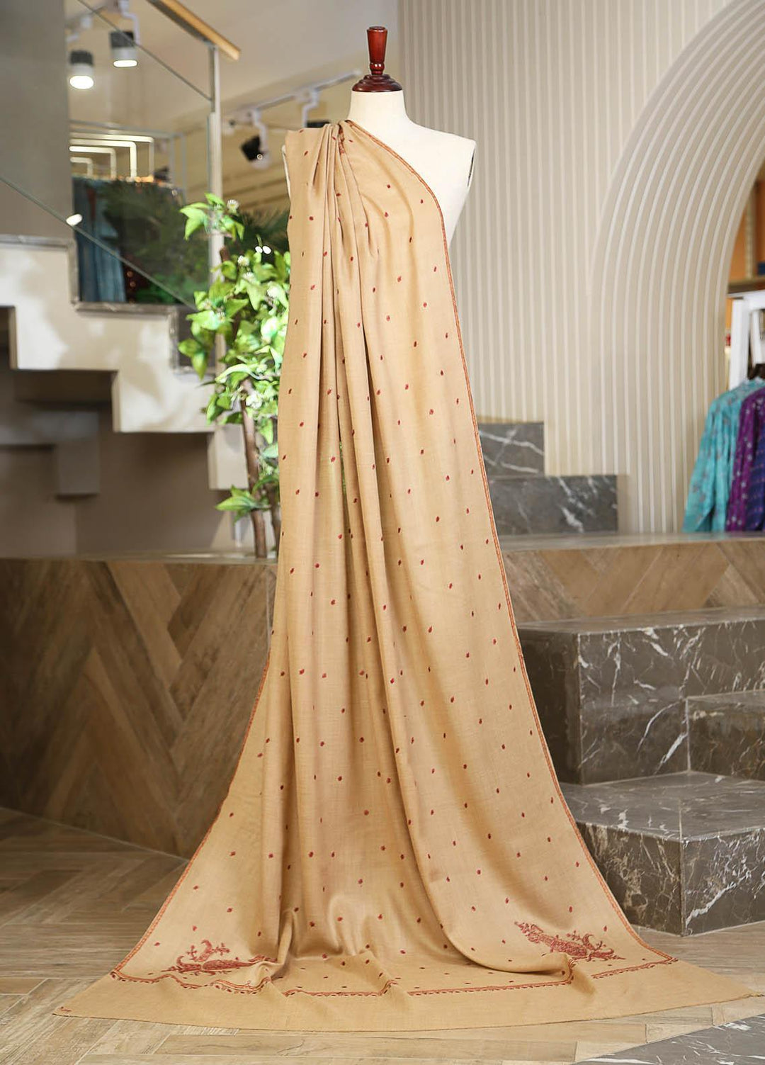 Sanaulla Exclusive Range  Pashmina  D-43 Brown - Women Shawls