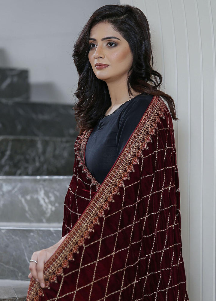 Sanaulla Exclusive Range  Pashmina  KPS 781 D-41 Maroon - Women Shawls