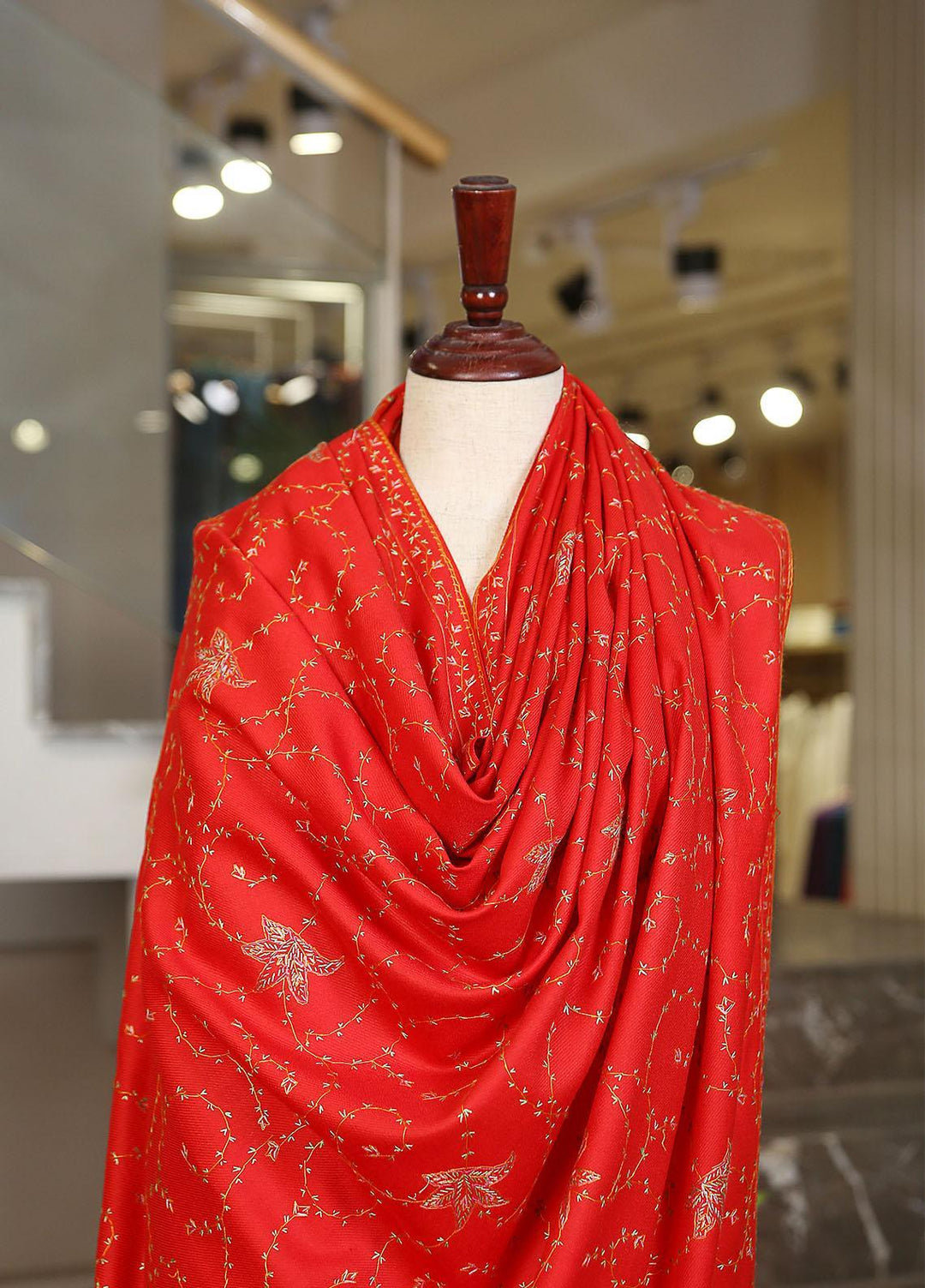 Sanaulla Exclusive Range  Pashmina  Mama D-46 Red 01 - Women Shawls