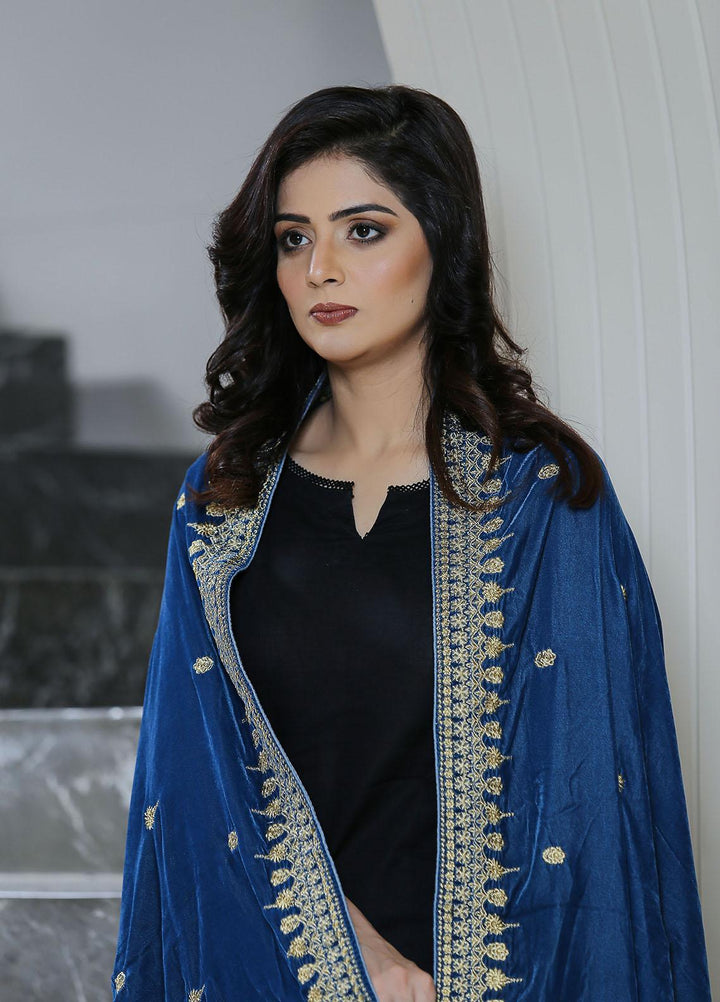 Sanaulla Exclusive Range  Pashmina  KPS 781 D-42 M Blue - Women Shawls