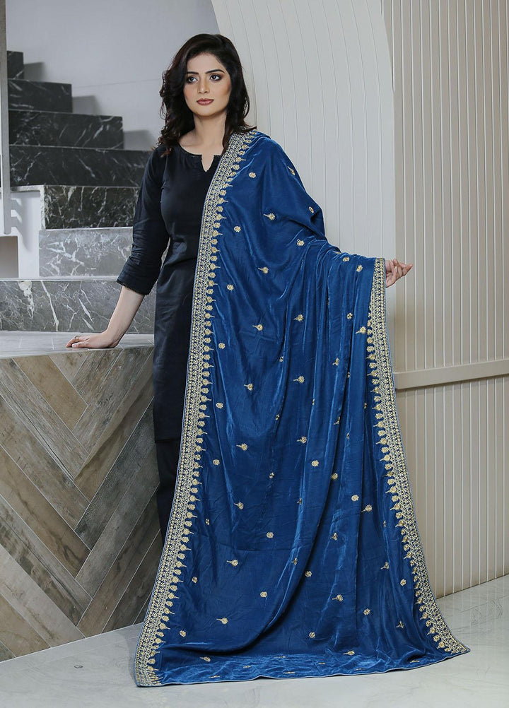 Sanaulla Exclusive Range  Pashmina  KPS 781 D-42 M Blue - Women Shawls