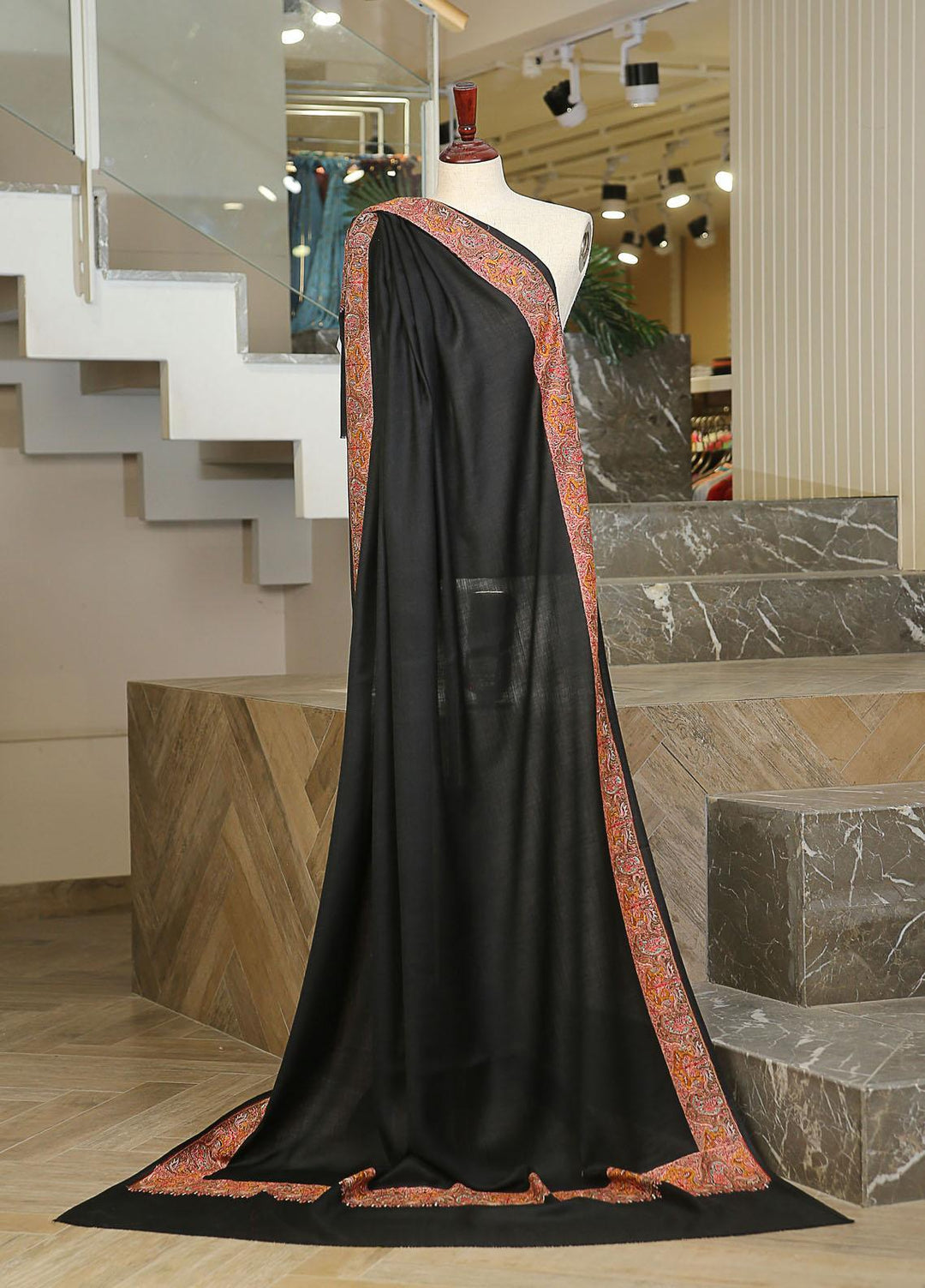 Sanaulla Exclusive Range  Pashmina  KPS 781 D-60 Black 1 - Women Shawls