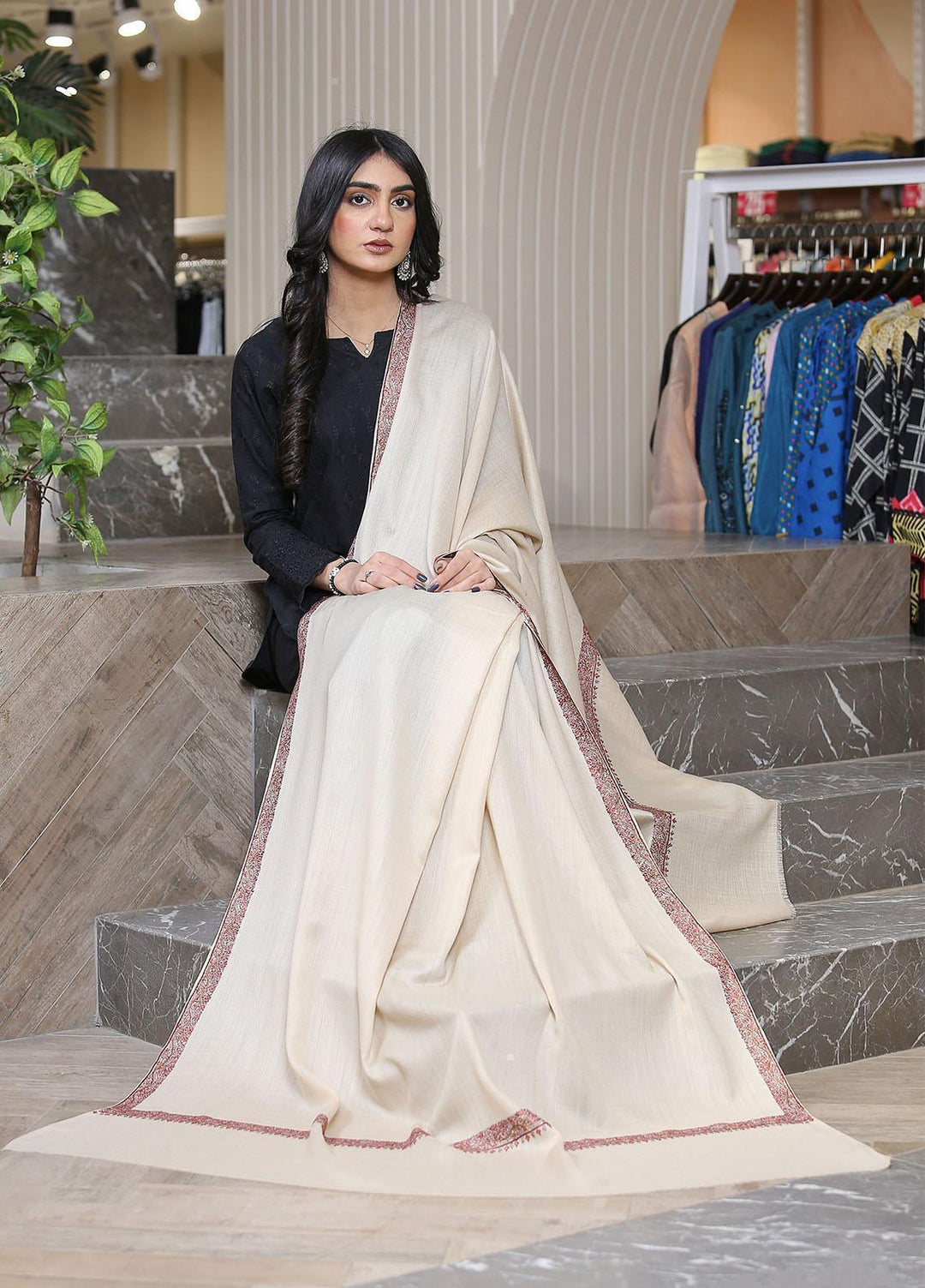 Sanaulla Exclusive Range  Pashmina  Mama D-44 Fawn - Women Shawls