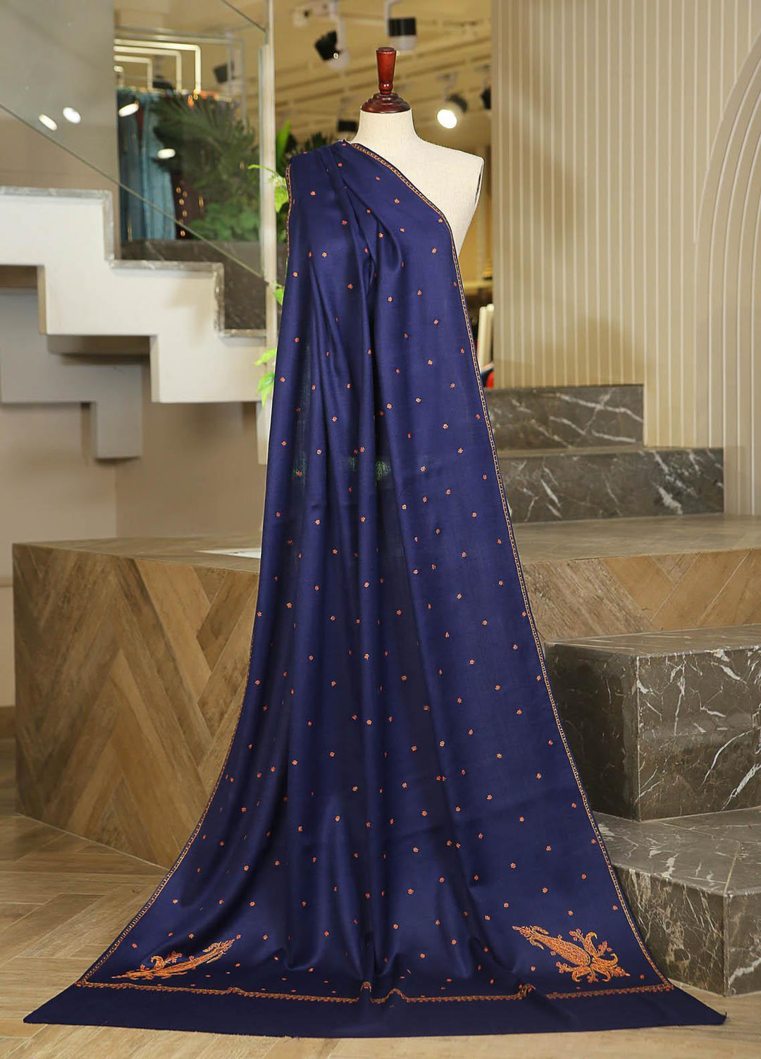 Sanaulla Exclusive Range  Pashmina  D-43 N Blue - Women Shawls