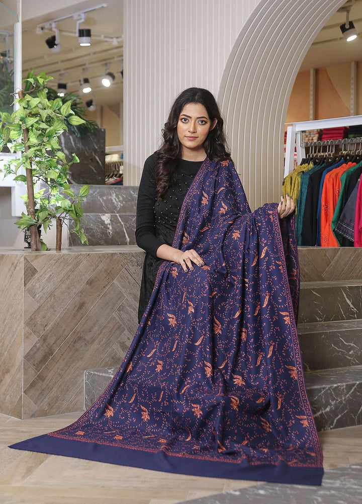 Sanaulla Exclusive Range  Pashmina  KPS 781 D-11 N Blue - Women Shawls