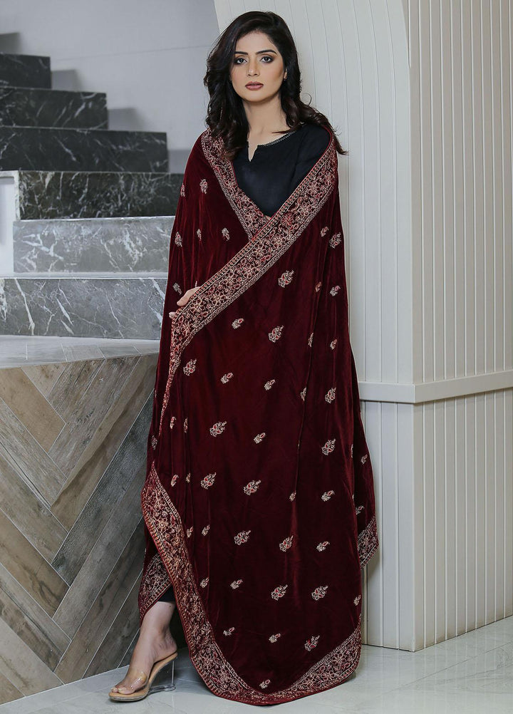 Sanaulla Exclusive Range  Pashmina  KPS 781 D-43 Maroon - Women Shawls