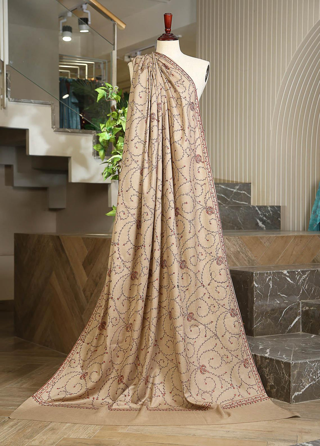 Sanaulla Exclusive Range  Pashmina  D-46 L Brown - Women Shawls