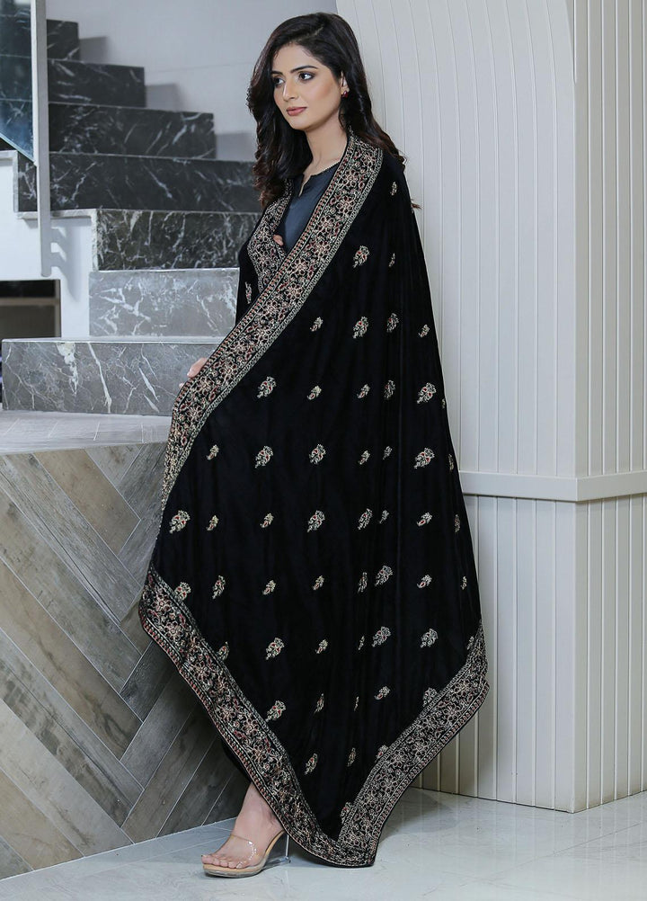 Sanaulla Exclusive Range  Pashmina  KPS 781 D-43 Black - Women Shawls