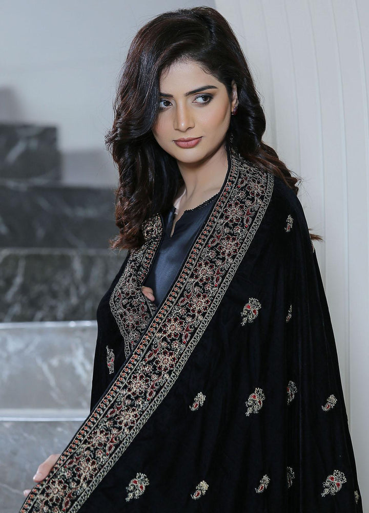 Sanaulla Exclusive Range  Pashmina  KPS 781 D-43 Black - Women Shawls