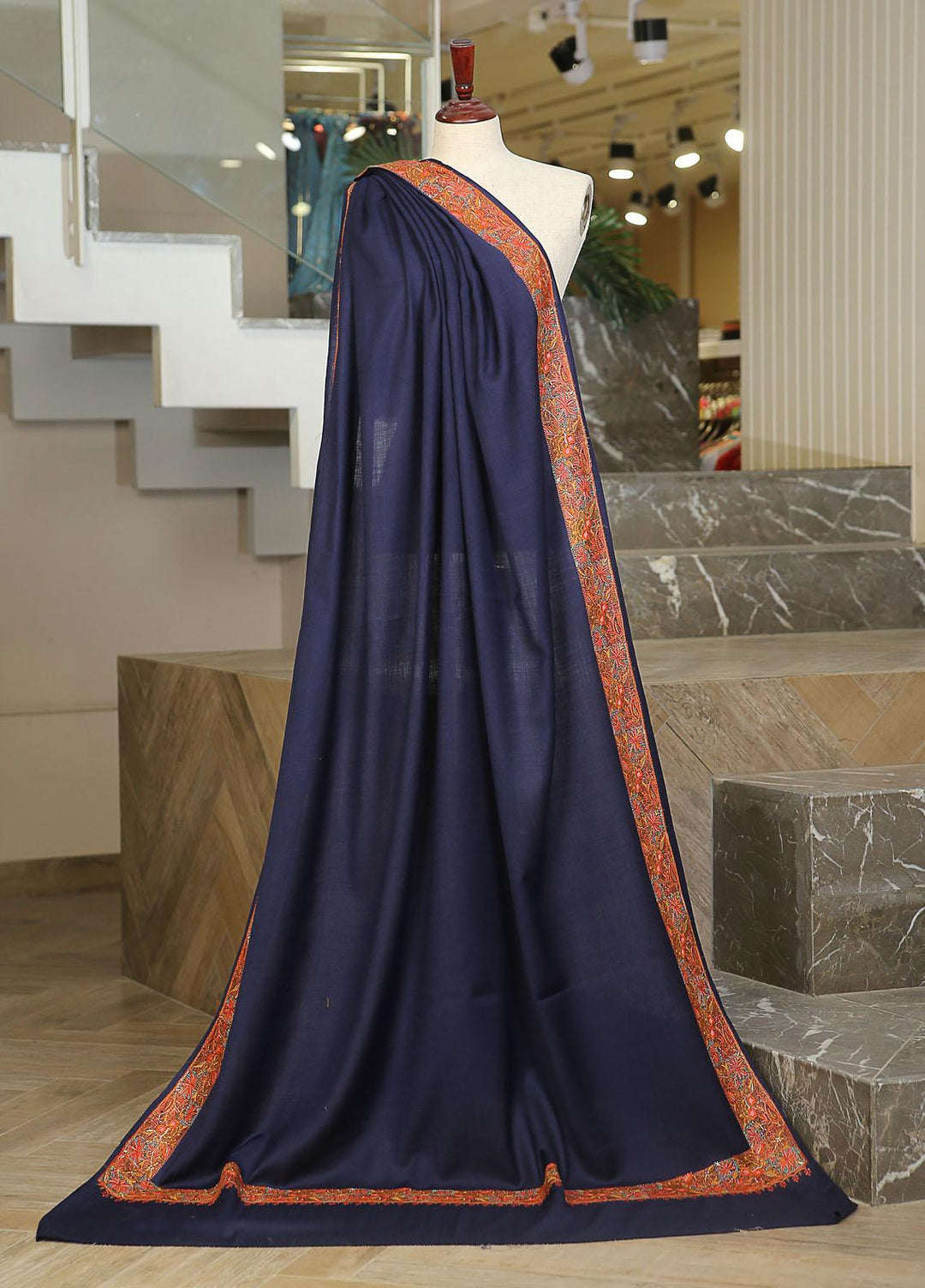 Sanaulla Exclusive Range  Pashmina  KPS 781 D-60 N Blue 1 - Women Shawls