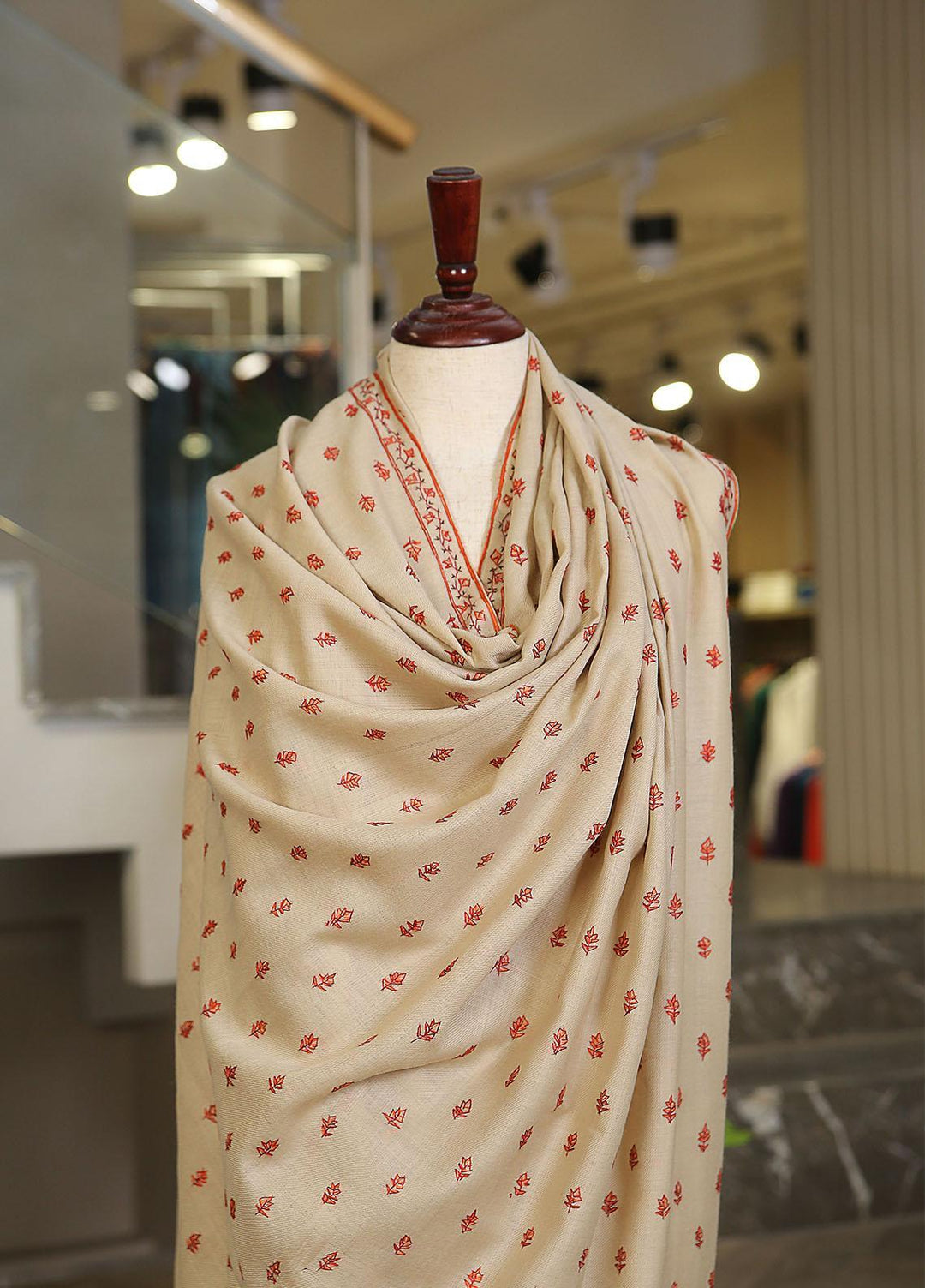 Sanaulla Exclusive Range  Pashmina  KPS 781 D-08 Fawn 1 - Women Shawls