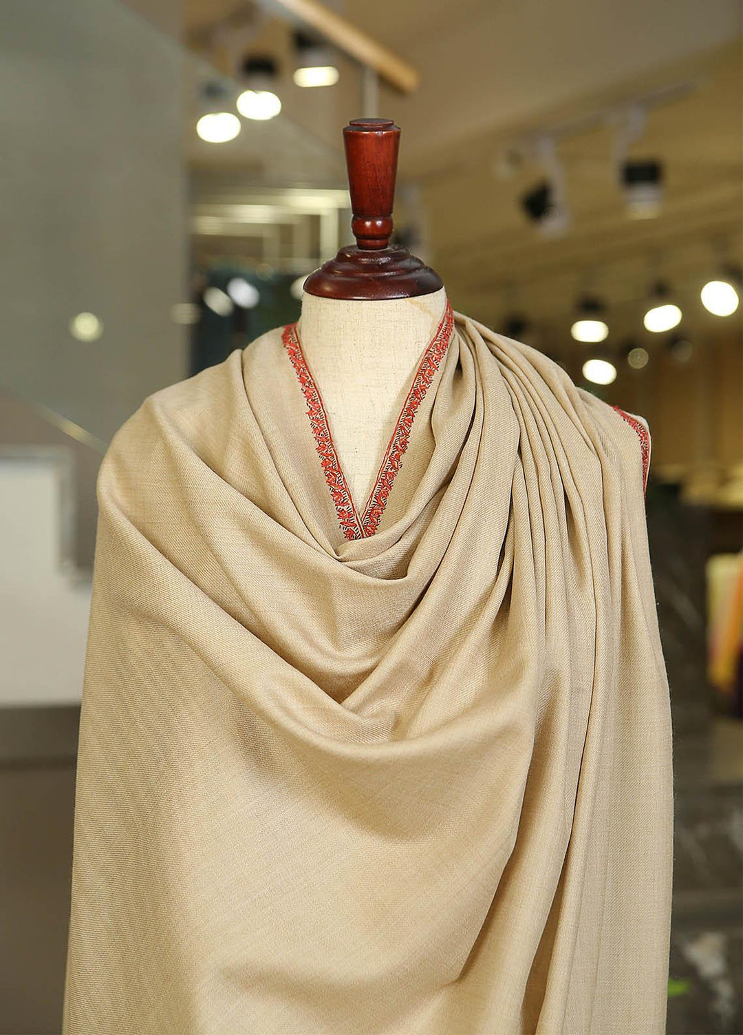 Sanaulla Exclusive Range  Pashmina  KPS 781 D-13 Fawn 2 - Women Shawls