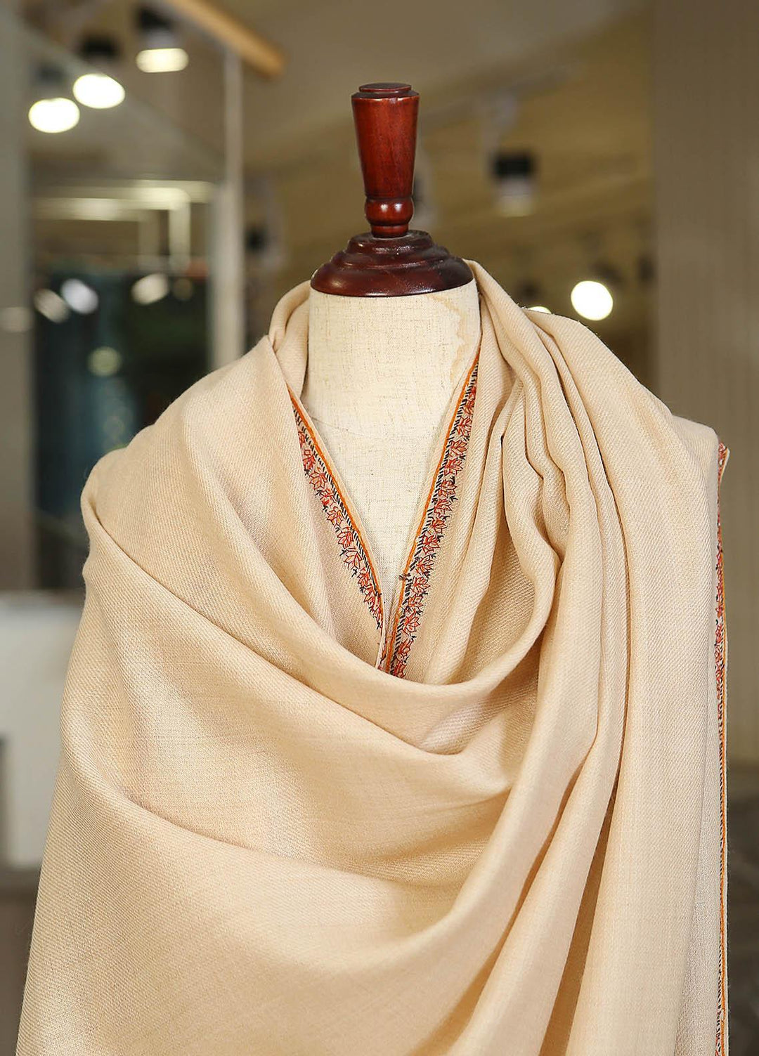 Sanaulla Exclusive Range  Pashmina  KPS 781 D-14 Fawn 1 - Women Shawls