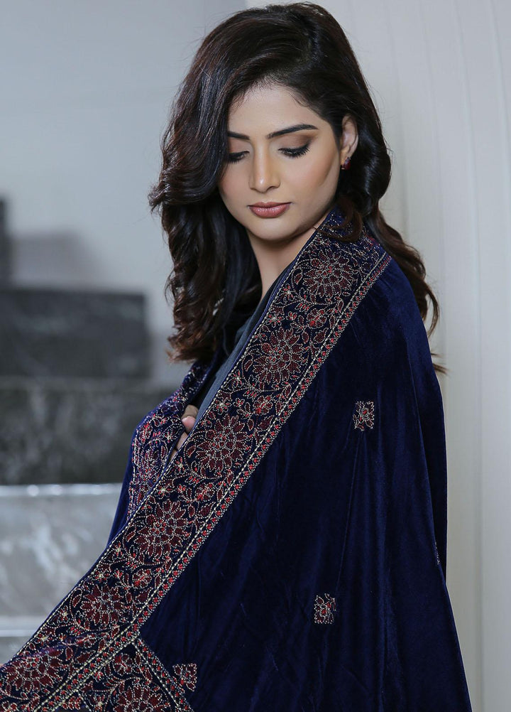 Sanaulla Exclusive Range  Pashmina  KPS 781 D-44 N Blue - Women Shawls