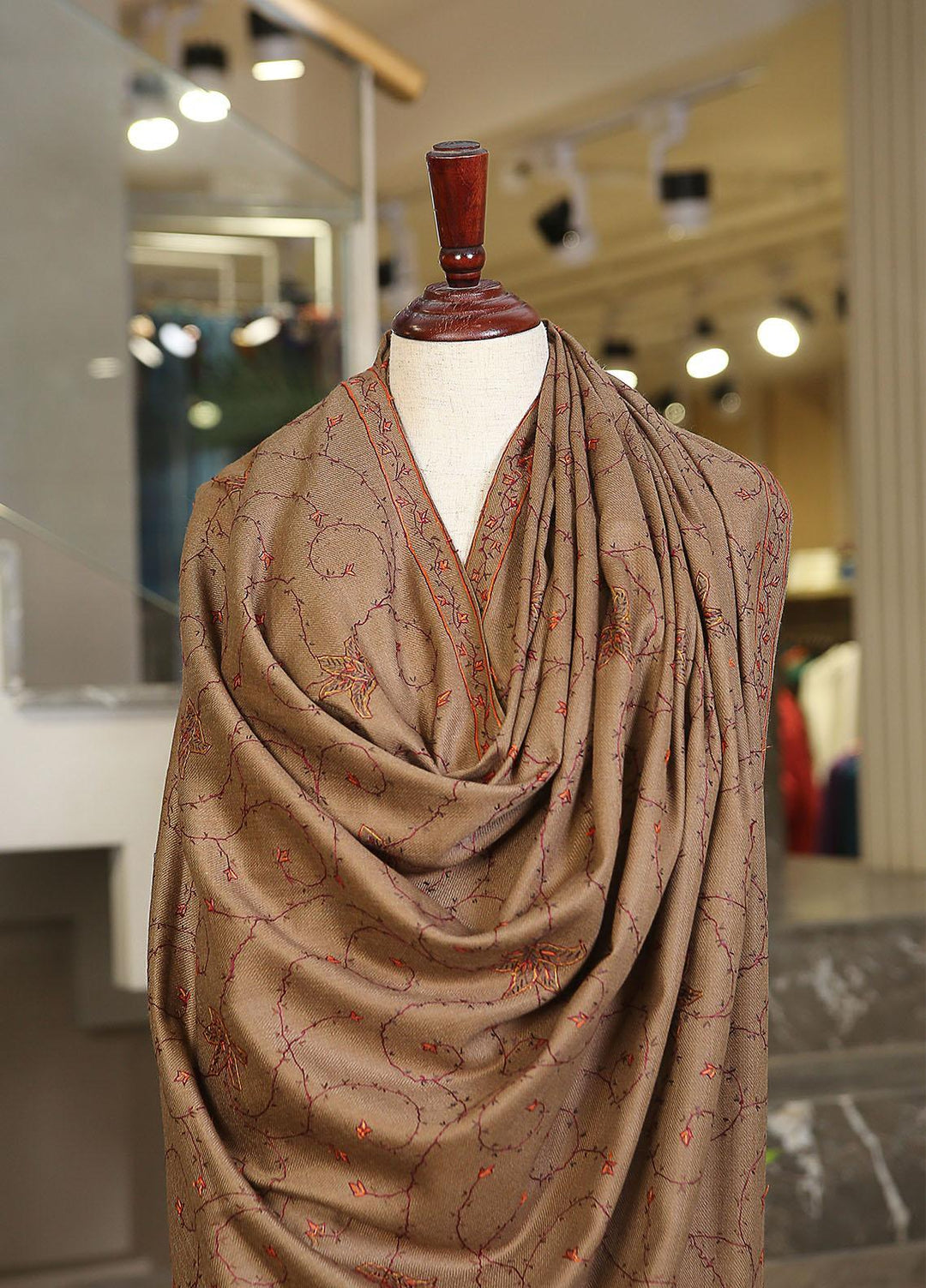 Sanaulla Exclusive Range  Pashmina  KPS 781 D-10 D Brown - Women Shawls