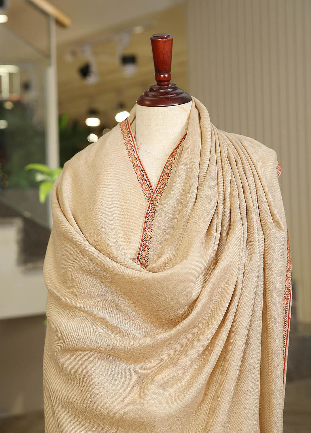 Sanaulla Exclusive Range  Pashmina  KPS 781 D-14 Fawn 4 - Women Shawls