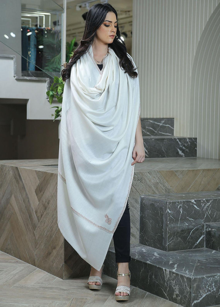 Sanaulla Exclusive Range  Pashmina  KPS 781 D-15 Off White 1 - Women Shawls
