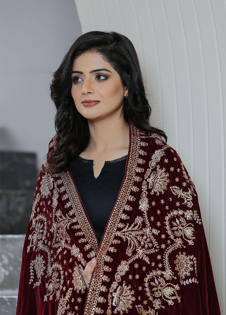 Sanaulla Exclusive Range  Pashmina  KPS 781 D-46 Maroon - Women Shawls