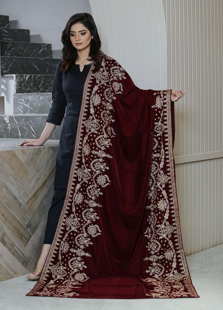 Sanaulla Exclusive Range  Pashmina  KPS 781 D-46 Maroon - Women Shawls
