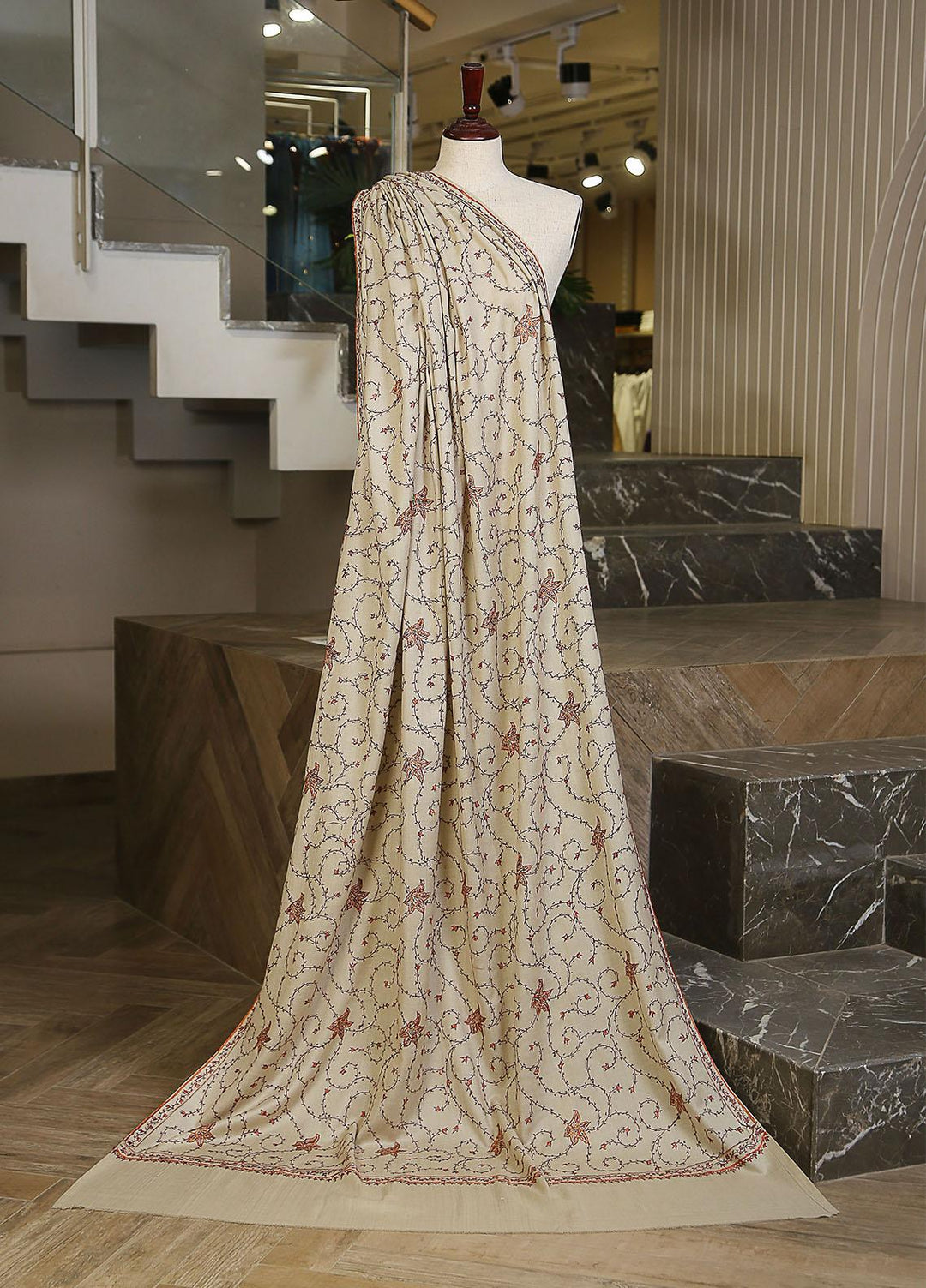 Sanaulla Exclusive Range  Pashmina  KPS 781 D-10 Fawn 1 - Women Shawls