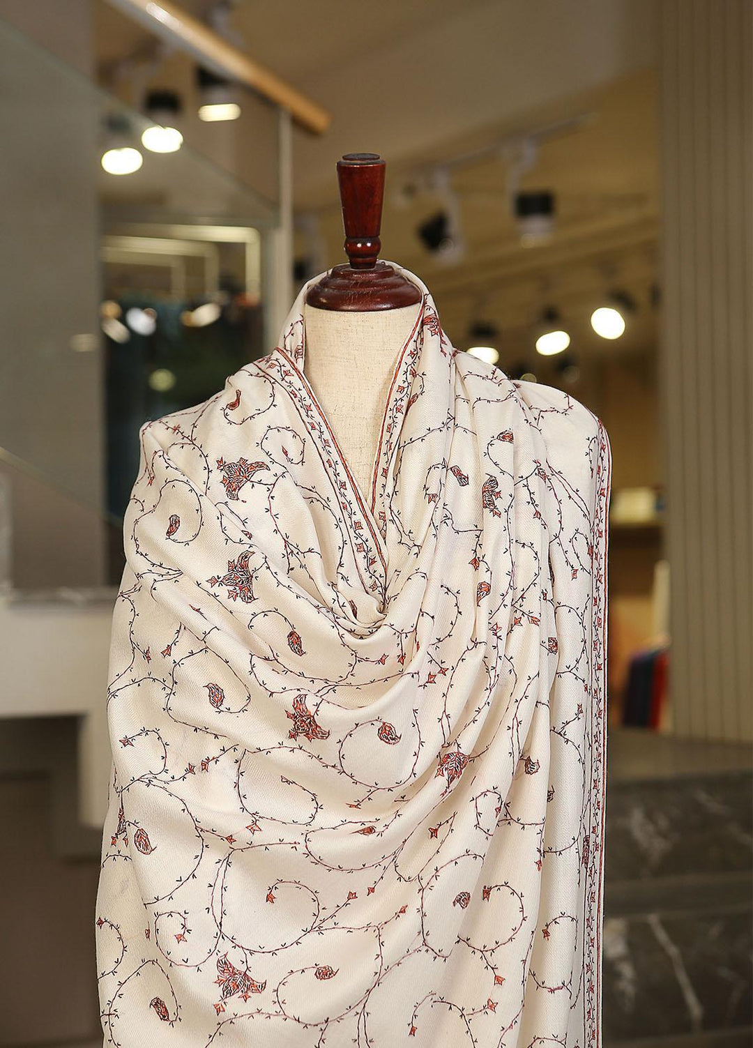 Sanaulla Exclusive Range  Pashmina  KPS 781 D-10 Off White - Women Shawls