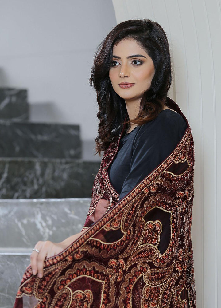 Sanaulla Exclusive Range  Pashmina  KPS 781 D-47 Maroon - Women Shawls