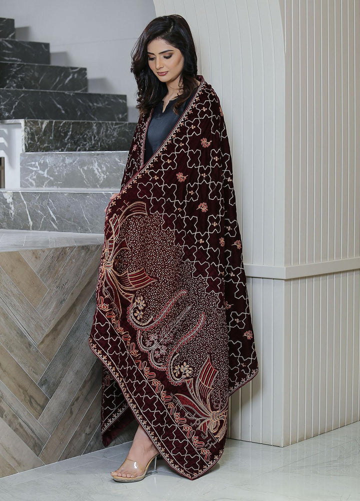 Sanaulla Exclusive Range  Pashmina  KPS 781 D-48 Maroon - Women Shawls