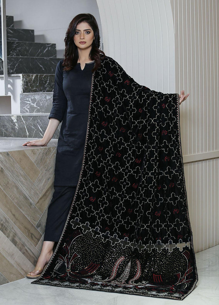 Sanaulla Exclusive Range  Pashmina  KPS 781 D-48 Black - Women Shawls