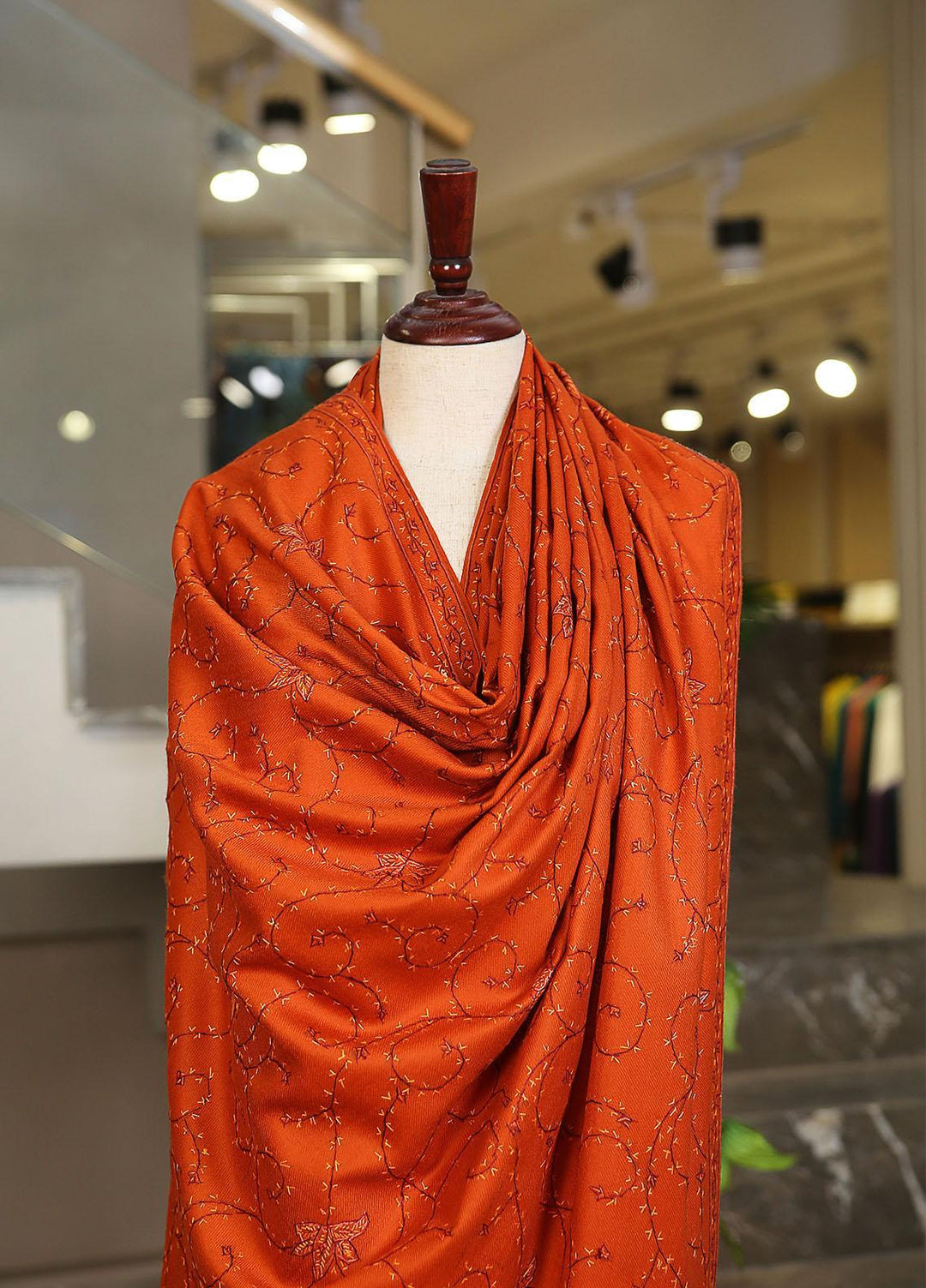 Sanaulla Exclusive Range  Pashmina  KPS 781 D-10 Rust - Women Shawls