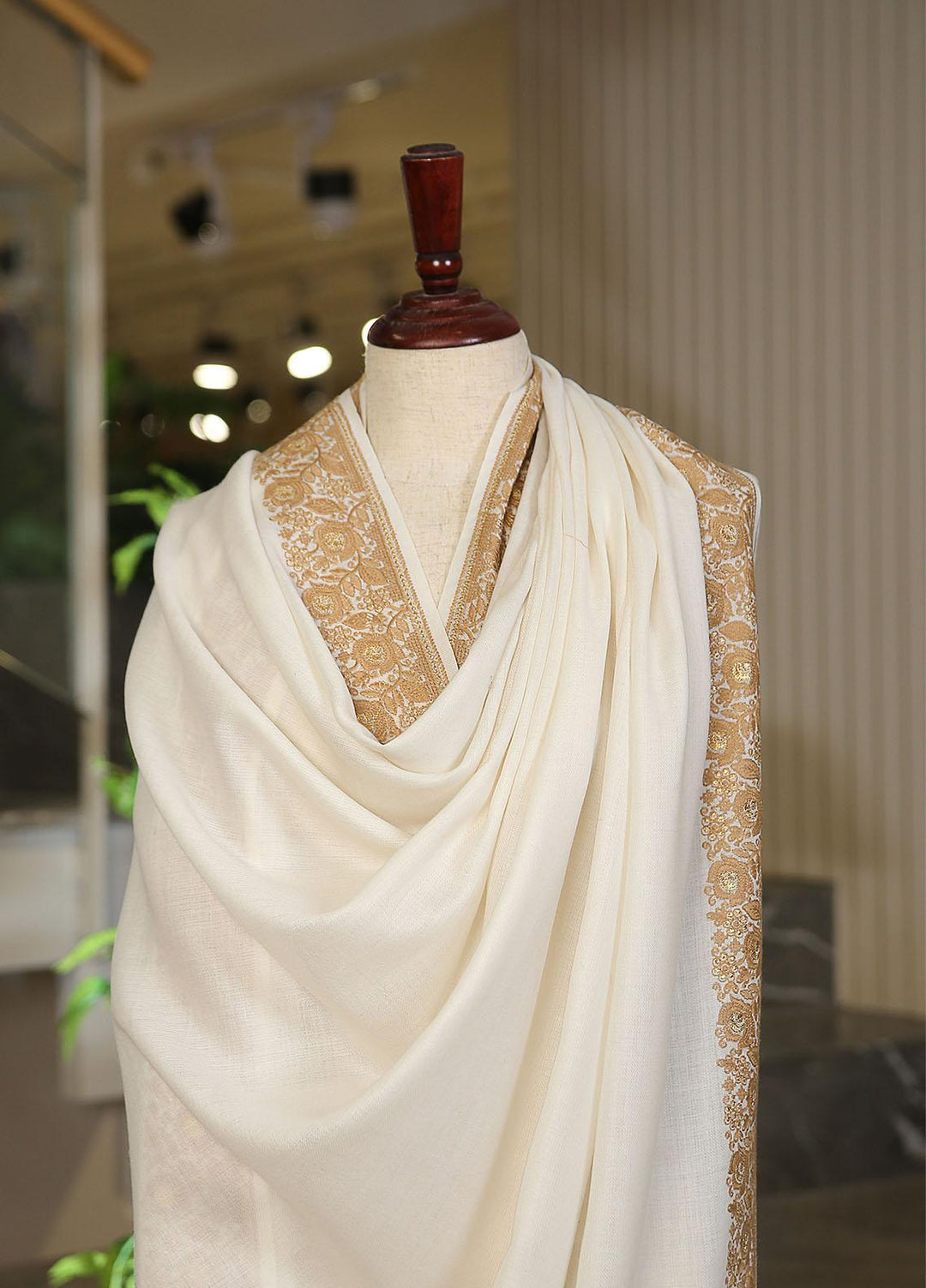 Sanaulla Exclusive Range  Pashmina  KPS 781 D-17 Off White - Women Shawls