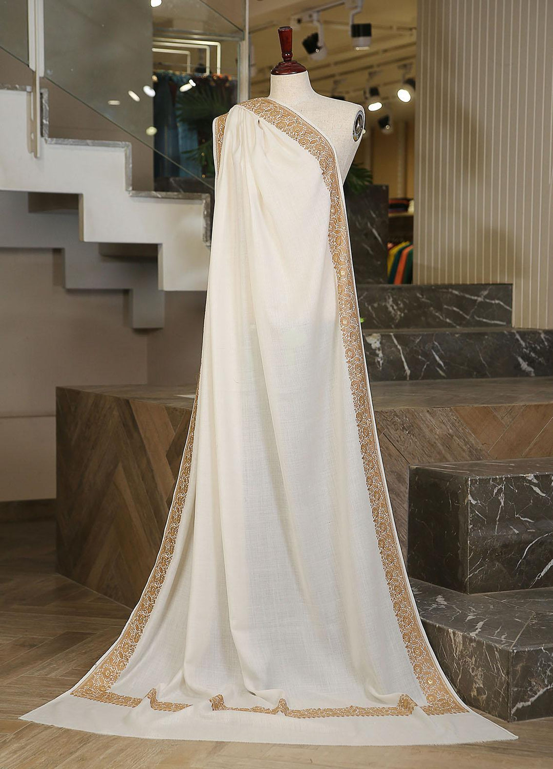 Sanaulla Exclusive Range  Pashmina  KPS 781 D-17 Off White - Women Shawls