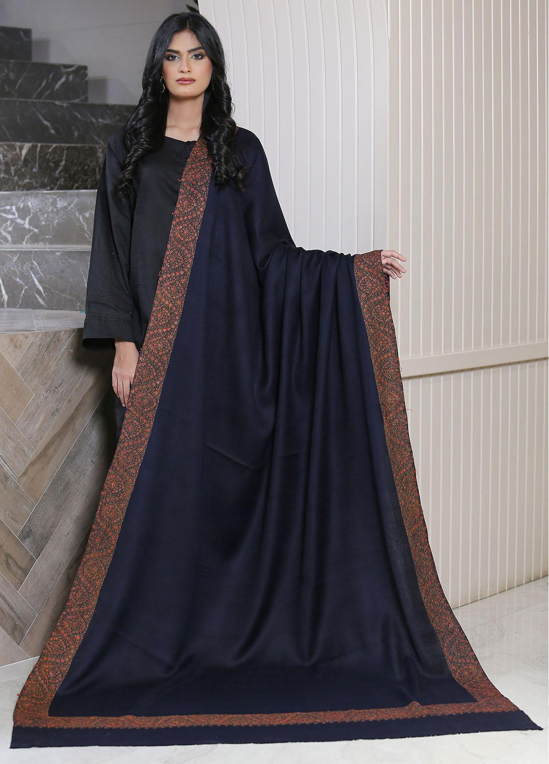 Sanaulla Exclusive Range  Pashmina  KPS 793 D-04 D Blue - Women Shawls