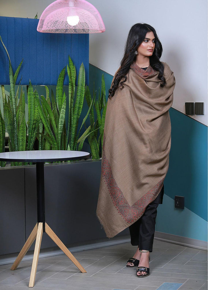 Sanaulla Exclusive Range  Pashmina  KPS 793 D-04 D Brown - Women Shawls