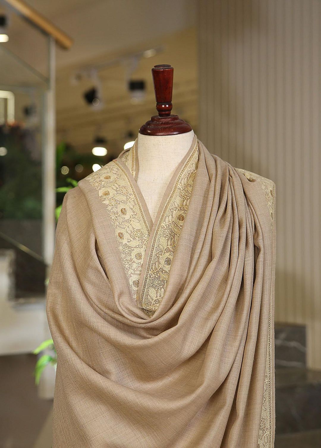 Sanaulla Exclusive Range  Pashmina  KPS 781 D-17 Beige - Women Shawls