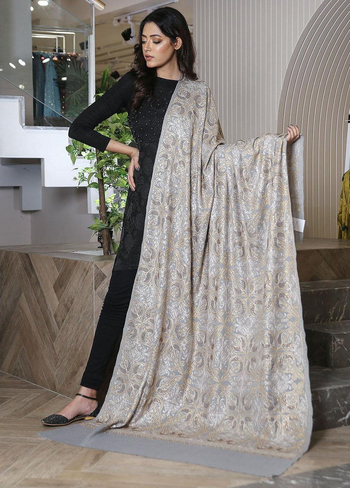 Sanaulla Exclusive Range  Pashmina  KPS 781 D-31 Grey - Women Shawls