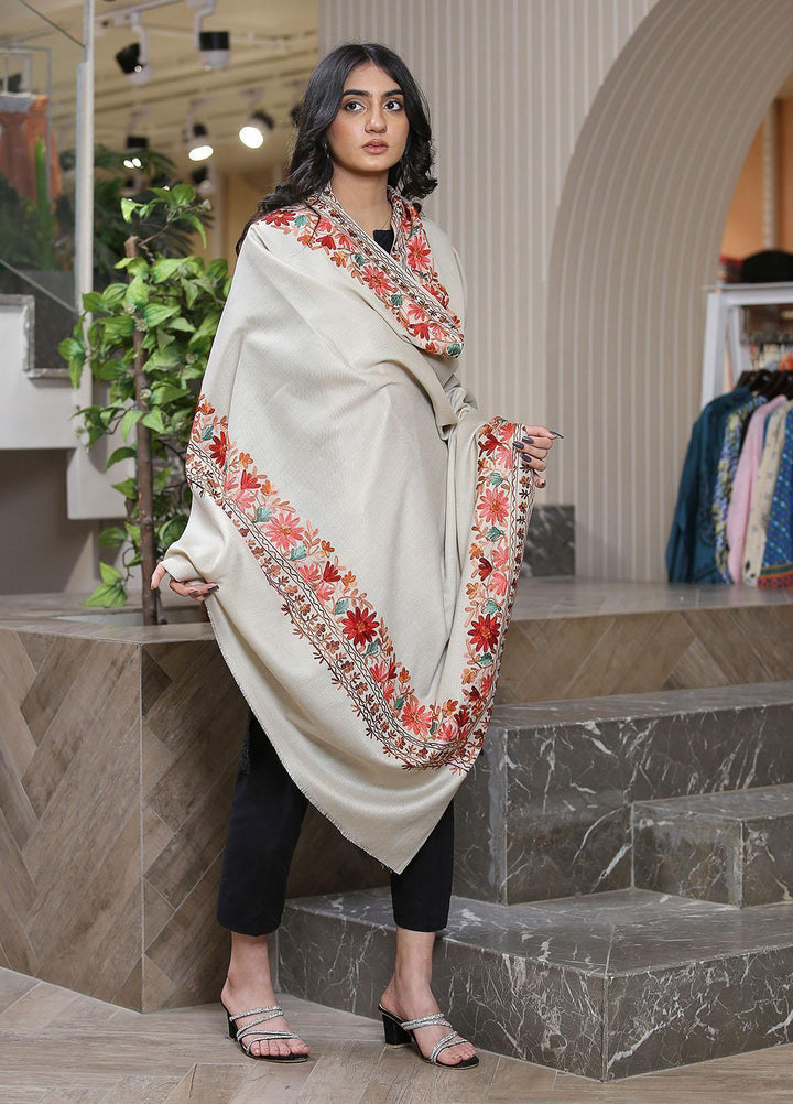 Sanaulla Exclusive Range  Pashmina  KPS 781 D-01 Fawn 3 - Women Shawls