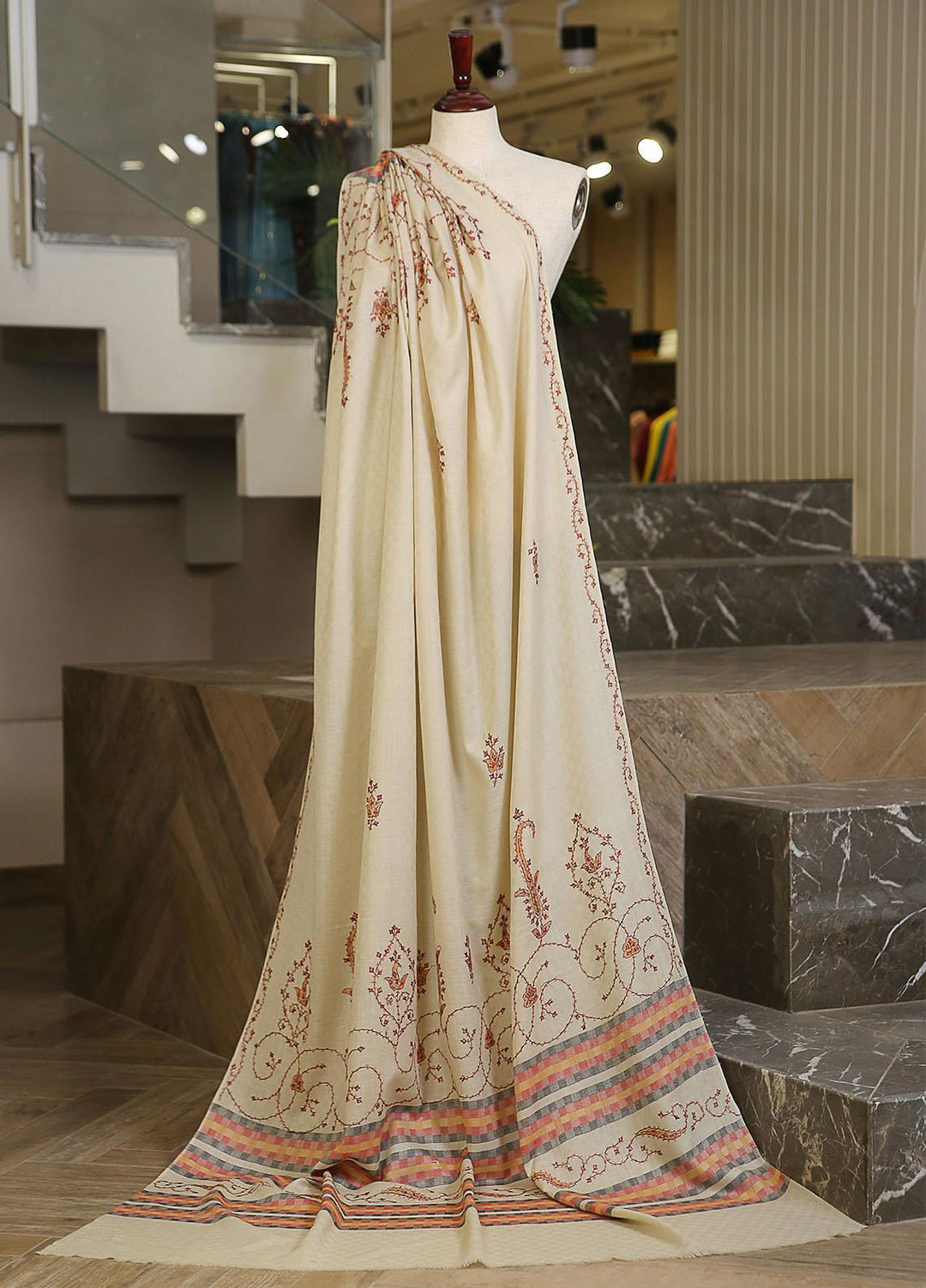 Sanaulla Exclusive Range  Pashmina  KPS 781 D-21 Fawn 2 - Women Shawls