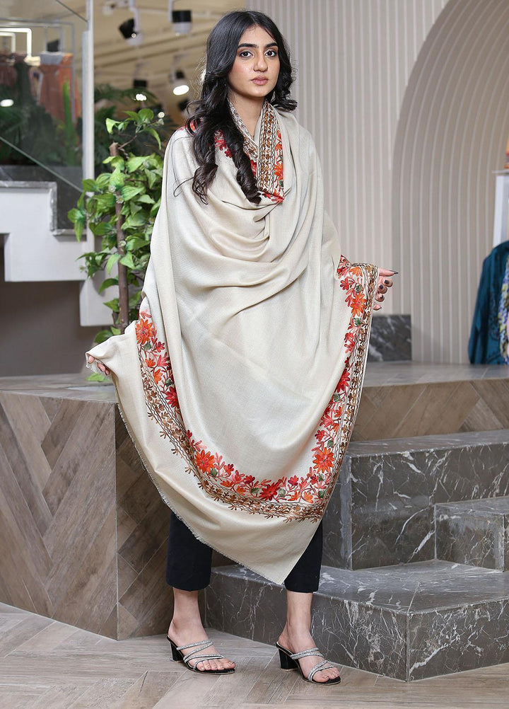 Sanaulla Exclusive Range  Pashmina  KPS 781 D-01 Fawn 4 - Women Shawls