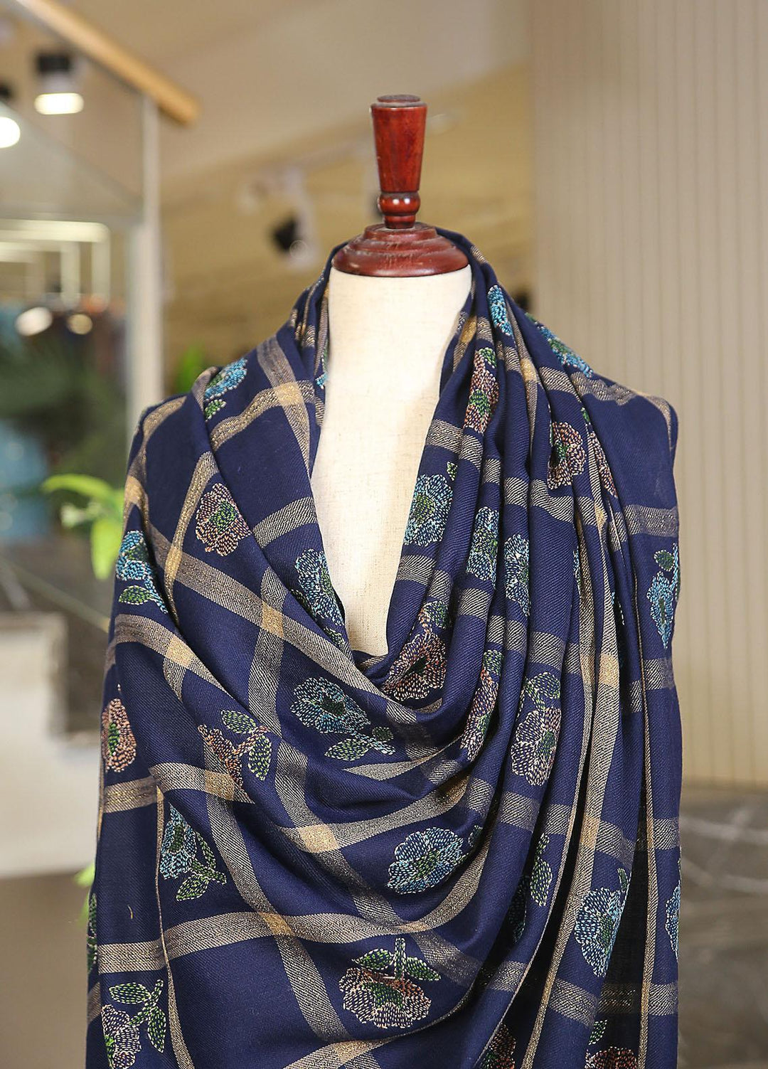 Sanaulla Exclusive Range  Pashmina  KPS 781 D-52 N Blue - Women Shawls