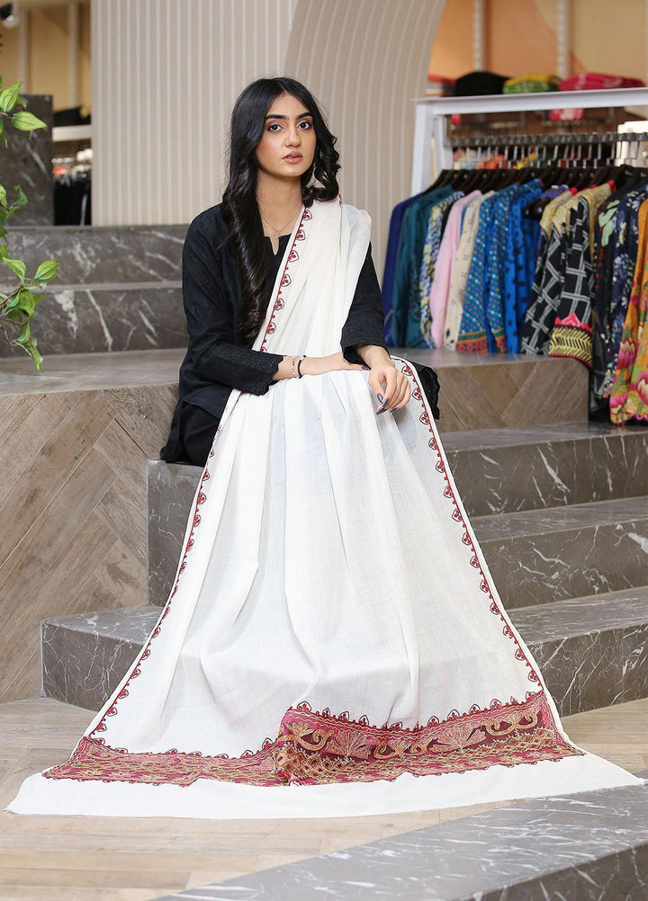 Sanaulla Exclusive Range  Pashmina  KPS 781 D-03 Off White 1 - Women Shawls