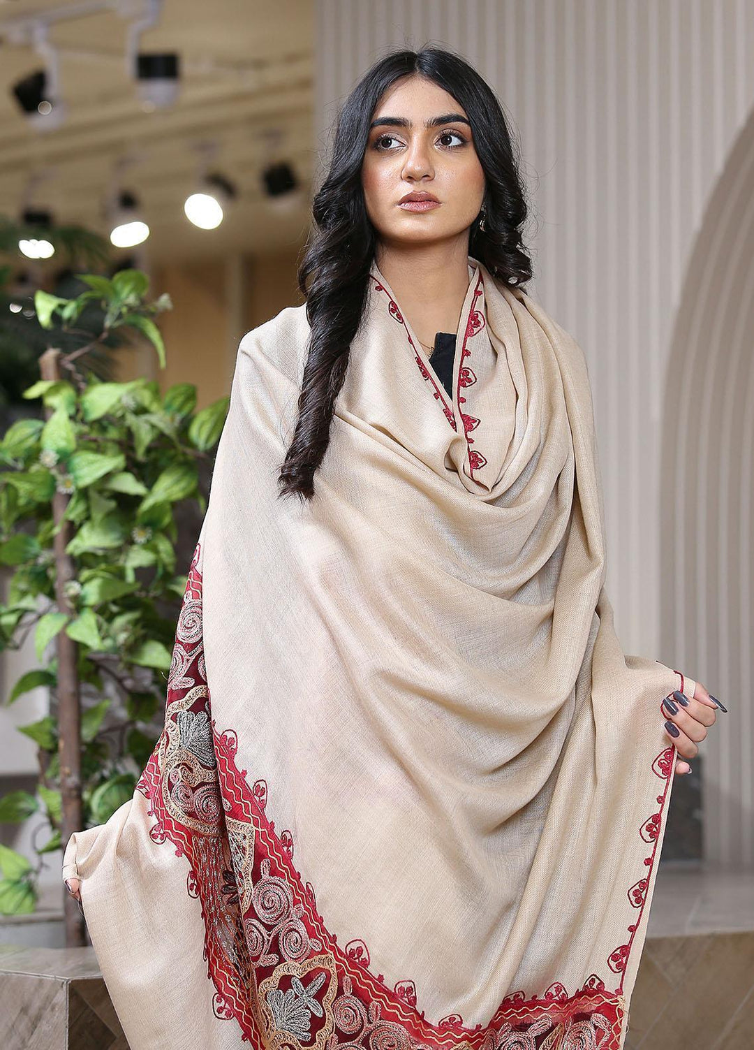 Sanaulla Exclusive Range  Pashmina  KPS 781 D-03 L Brown 1 - Women Shawls