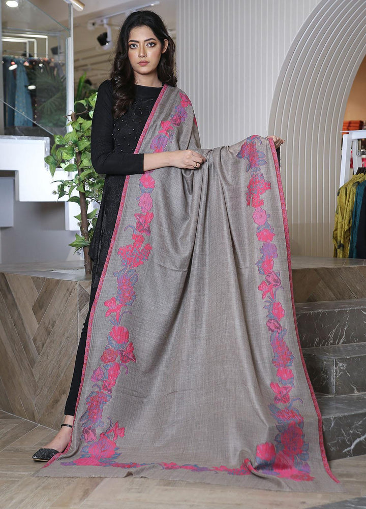 Sanaulla Exclusive Range  Pashmina  KPS 781 D-35 Grey - Women Shawls