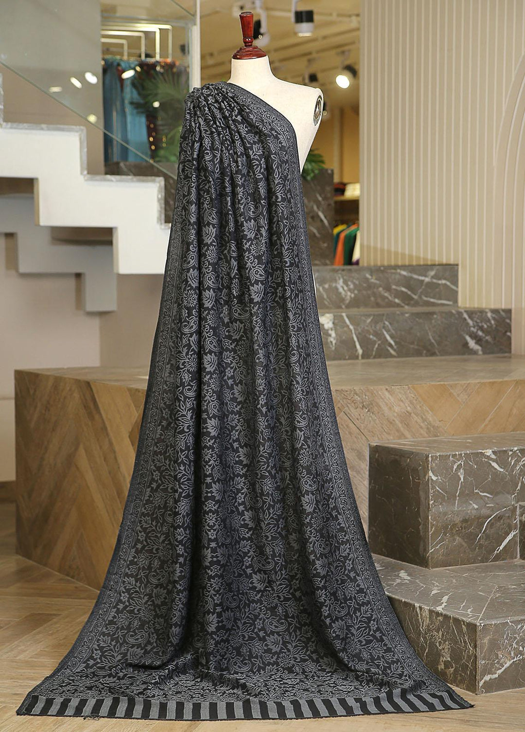 Sanaulla Exclusive Range  Pashmina  KPS 781 D-30 D Grey - Women Shawls