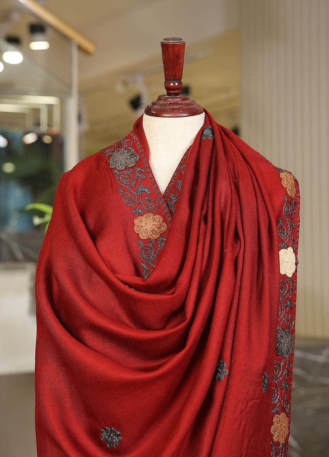 Sanaulla Exclusive Range  Pashmina  KPS 781 D-55 Red - Women Shawls