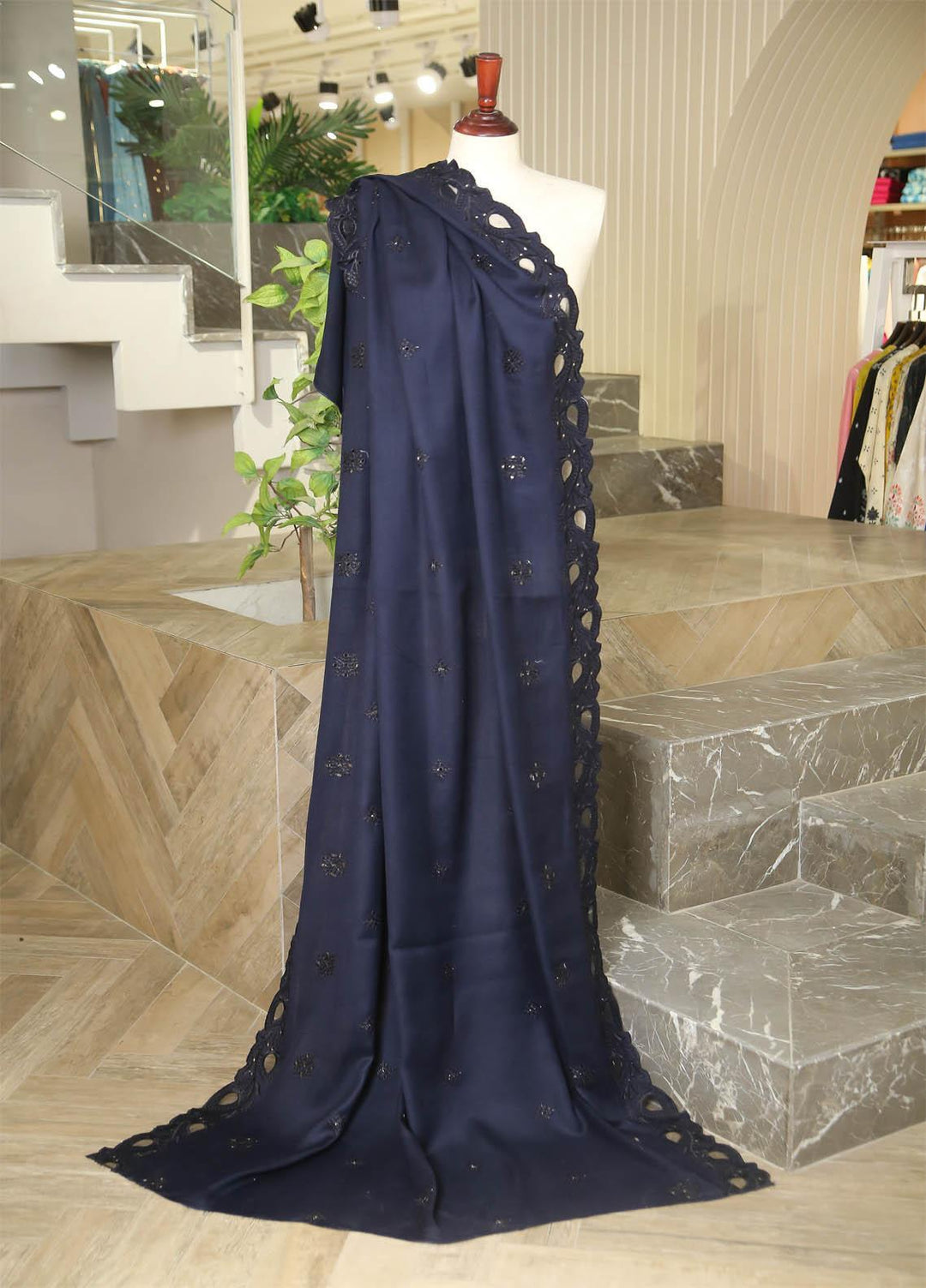 Sanaulla Exclusive Range  Pashmina  D-24 N Blue - Women Shawls